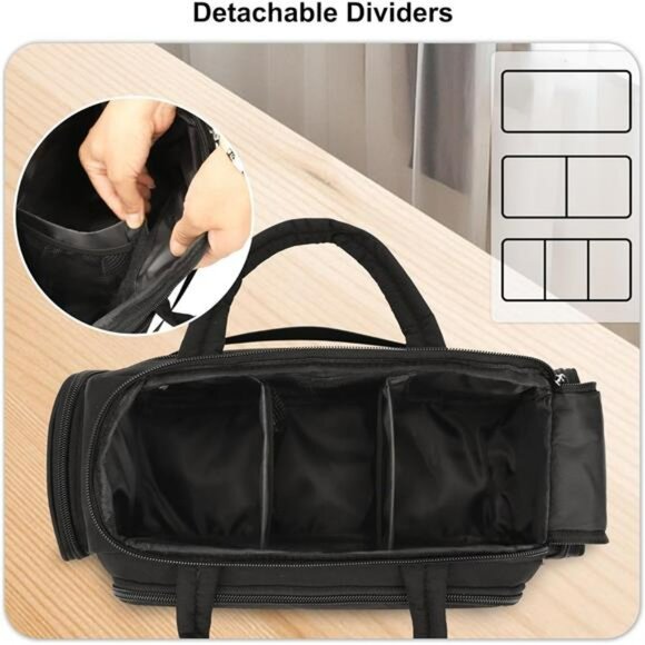 Large Travel Toiletry Bag for Women Makeup Organizer Cosmetic Pouch Black - Picture 6 of 7